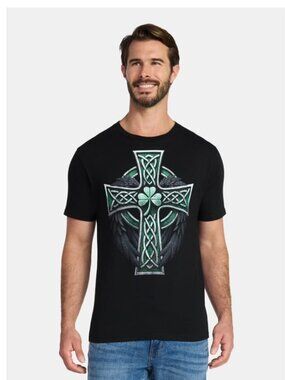 NWT St. Patrick's Day Men's Graphic Tee Celtic Cross